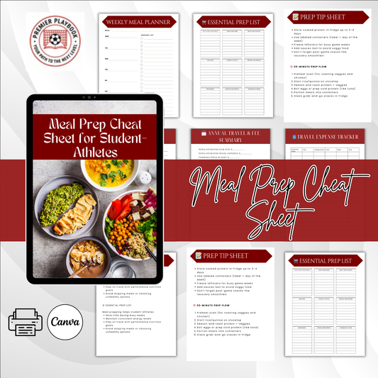 Meal Prep Cheat Sheets for Athletes – Weekly Planner + Portion Guide + Snack Ideas (PDF Download)