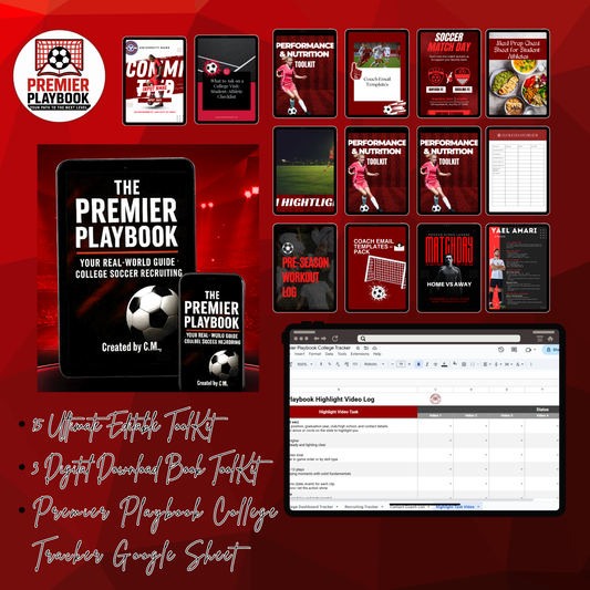 The Ultimate VIP College Soccer Toolkit Bundle – The Premier Playbook, Toolkit with Google Tracker & All 15+ Editable Templates