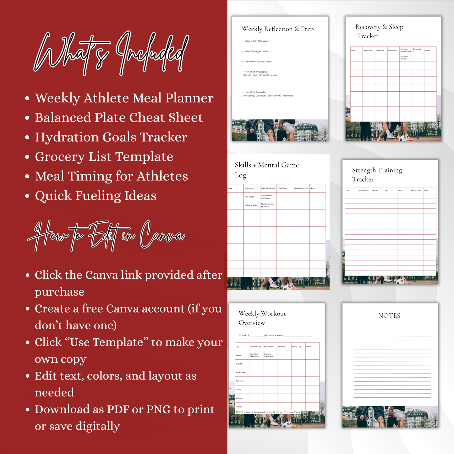 Preseason Workout Log for Athletes – Printable + Editable Training Tracker