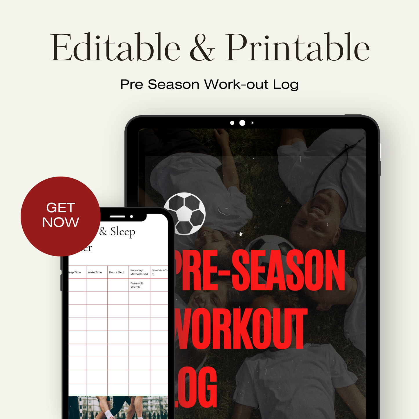 Preseason Workout Log for Athletes – Printable + Editable Training Tracker