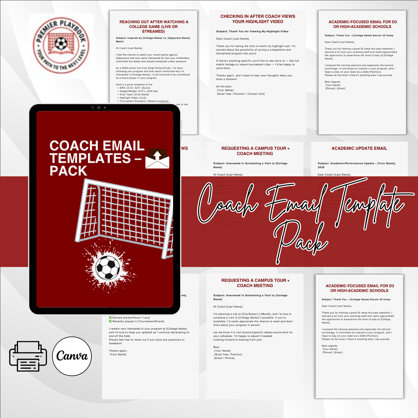 Coach Email Template Pack – Editable PDF + Copy-Paste Scripts for College Soccer Recruiting