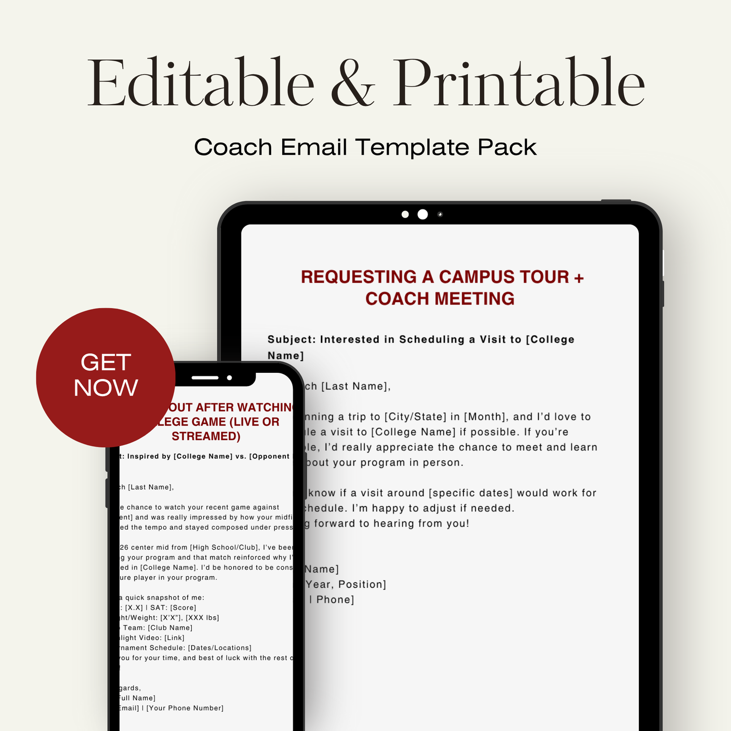 Coach Email Template Pack – Editable PDF + Copy-Paste Scripts for College Soccer Recruiting