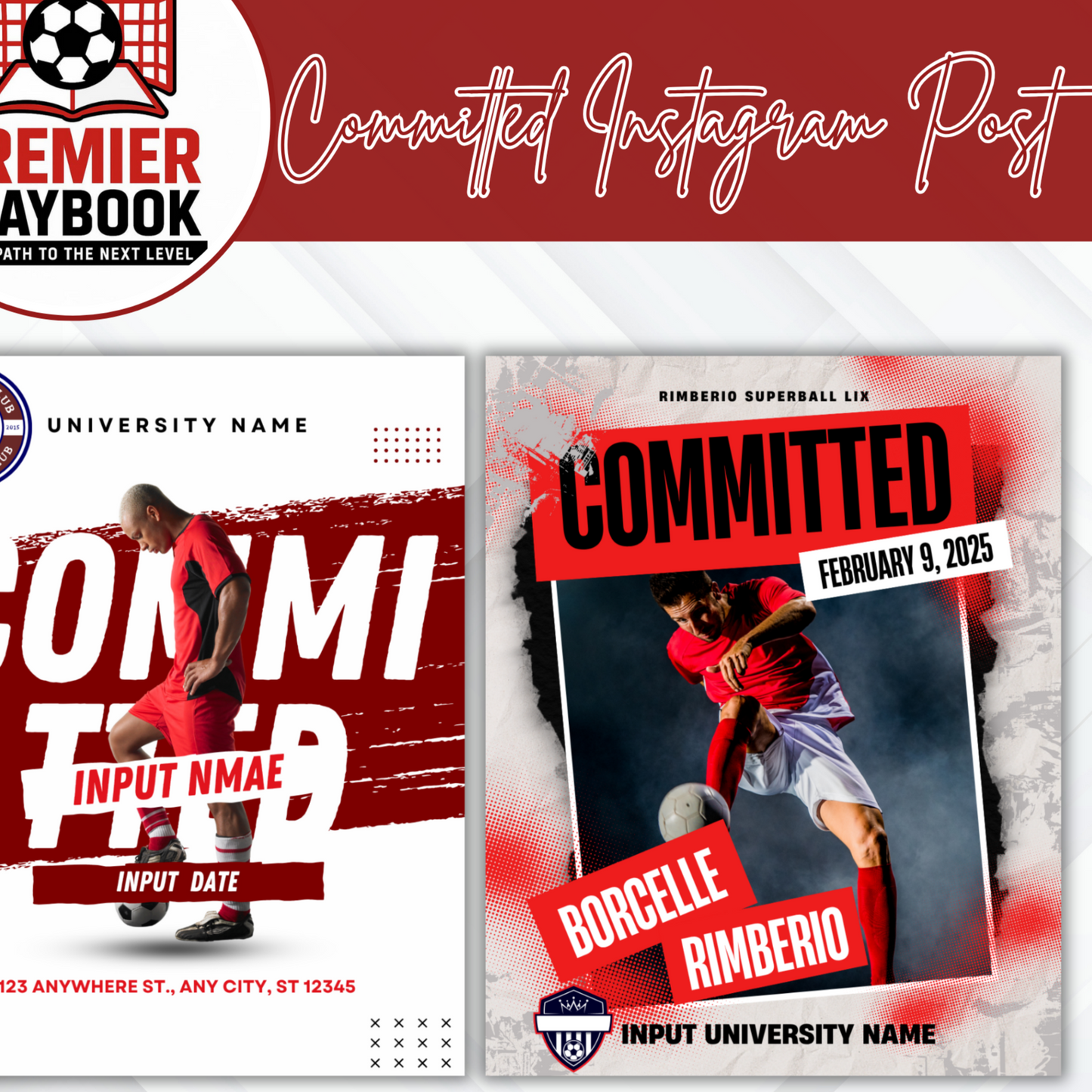 Editable College Commitment Instagram Post – Canva Template for Student Athletes