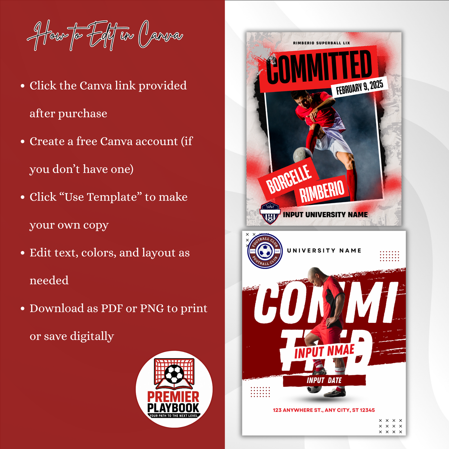 Editable College Commitment Instagram Post – Canva Template for Student Athletes