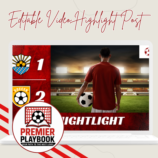 Editable YouTube Soccer Highlight Thumbnail – Canva Template for Athlete Recruiting Videos