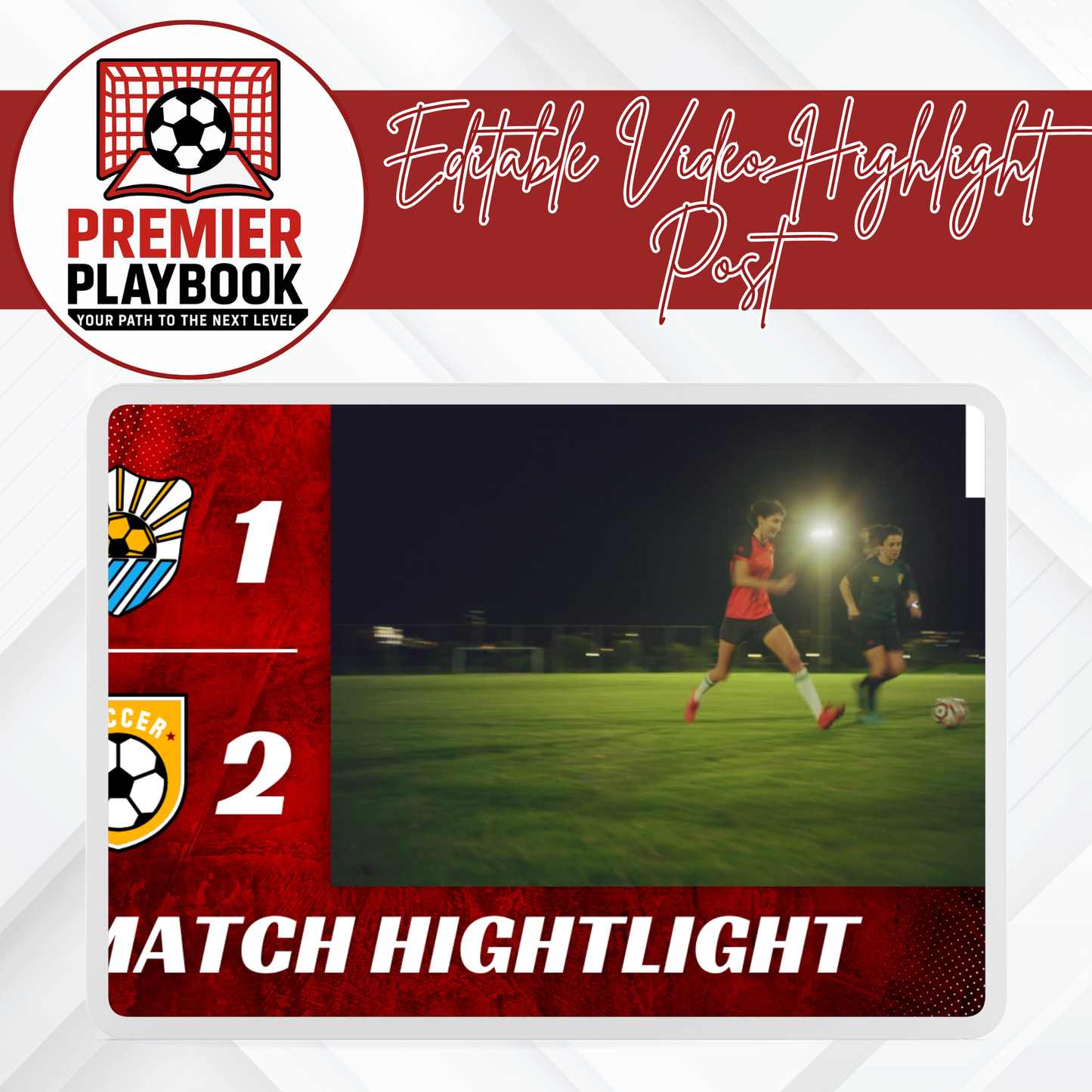 Editable YouTube Soccer Highlight Thumbnail – Canva Template for Athlete Recruiting Videos
