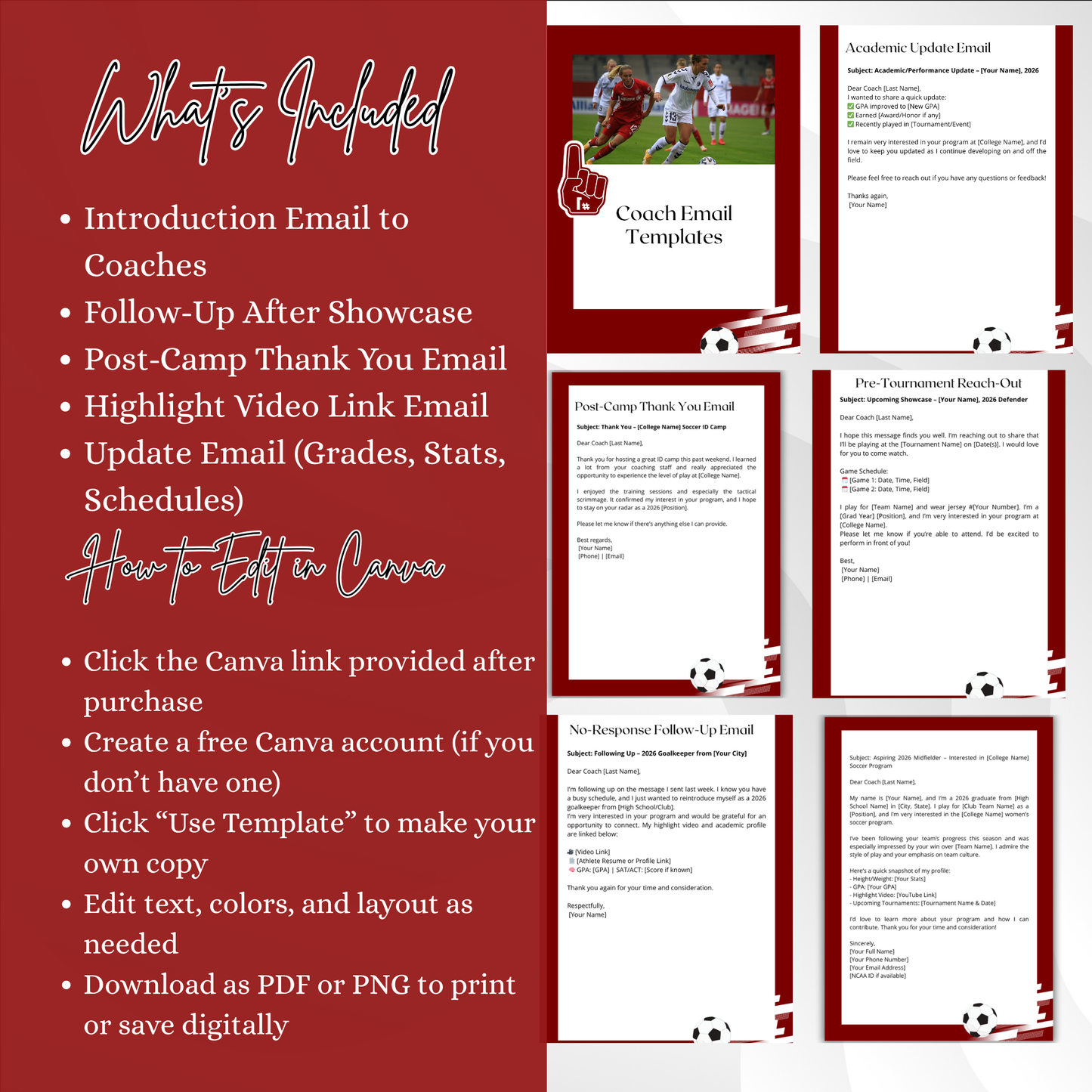 Coach Email Template Pack – Editable PDF + Copy-Paste Scripts for College Soccer Recruiting