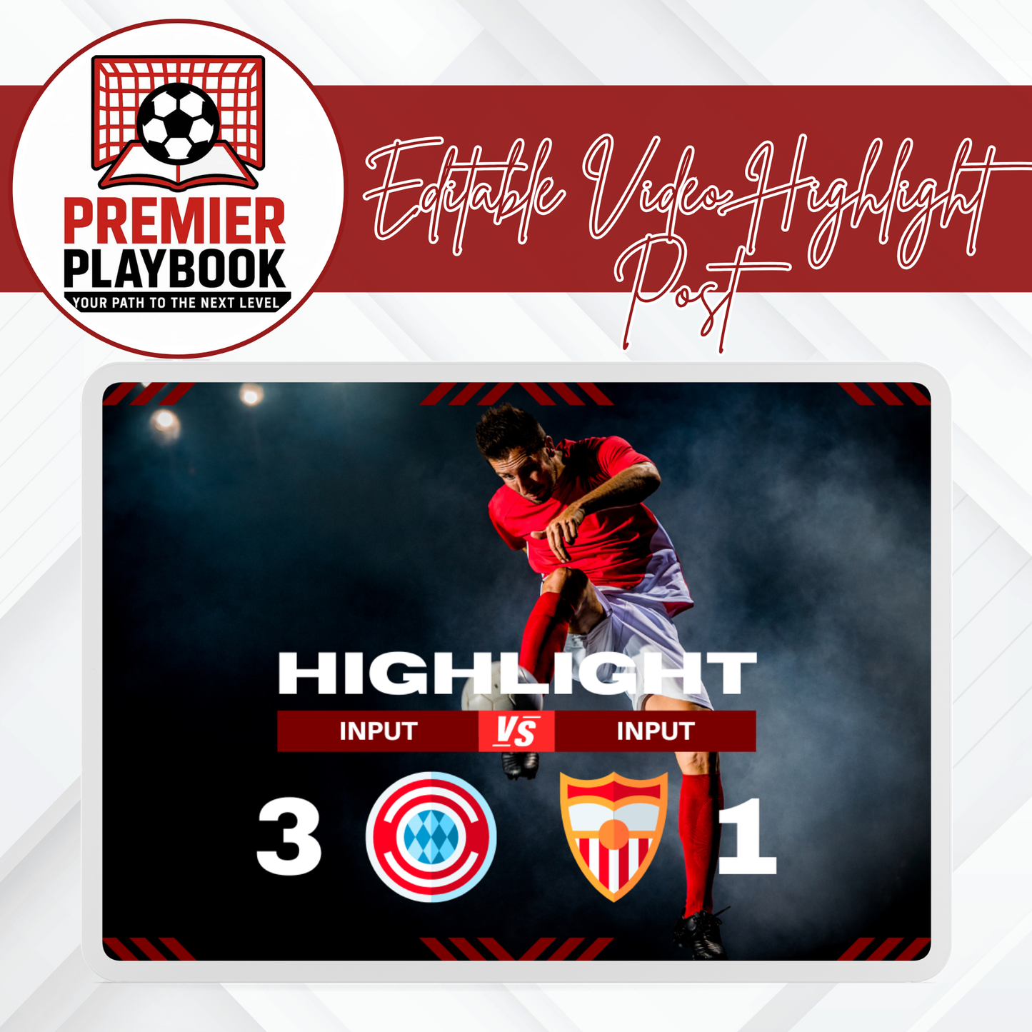 Editable YouTube Soccer Highlight Thumbnail – Canva Template for Athlete Recruiting Videos