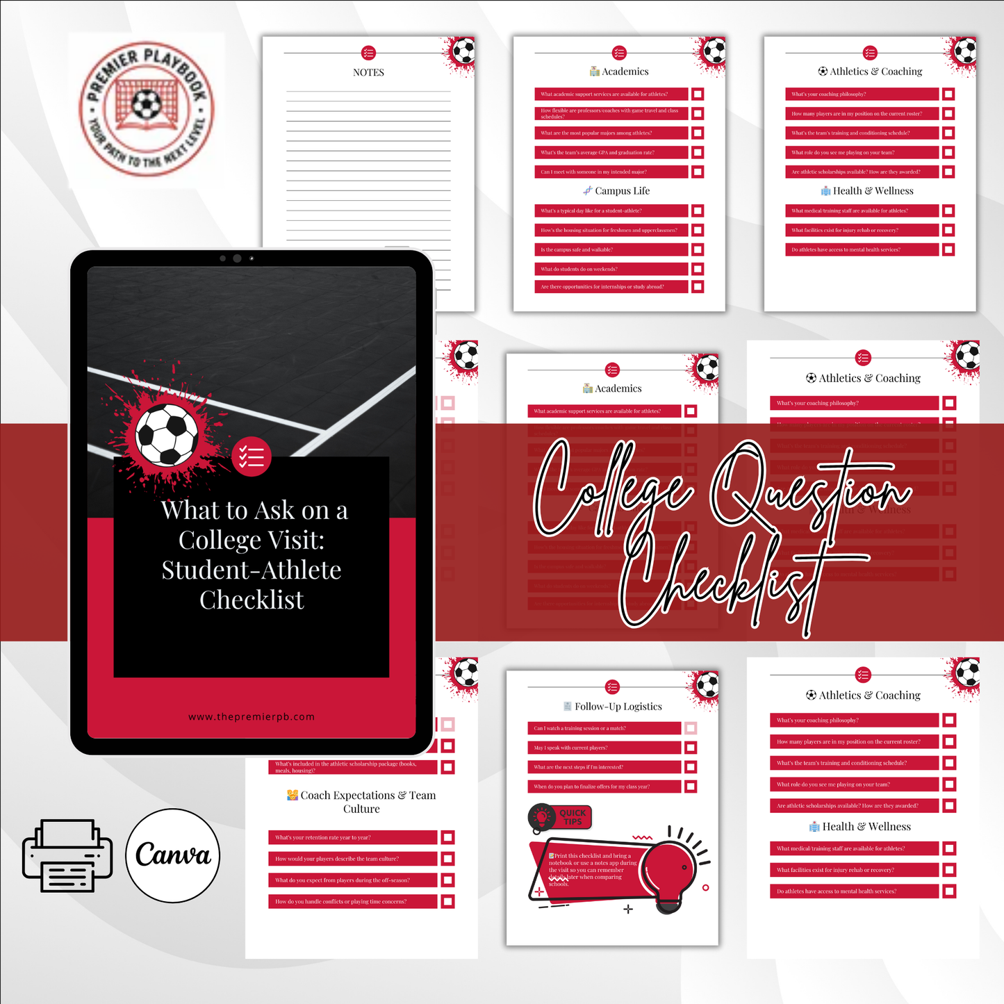 The Ultimate College Soccer Toolkit: Editable Templates & Trackers for Athletes and Coaches