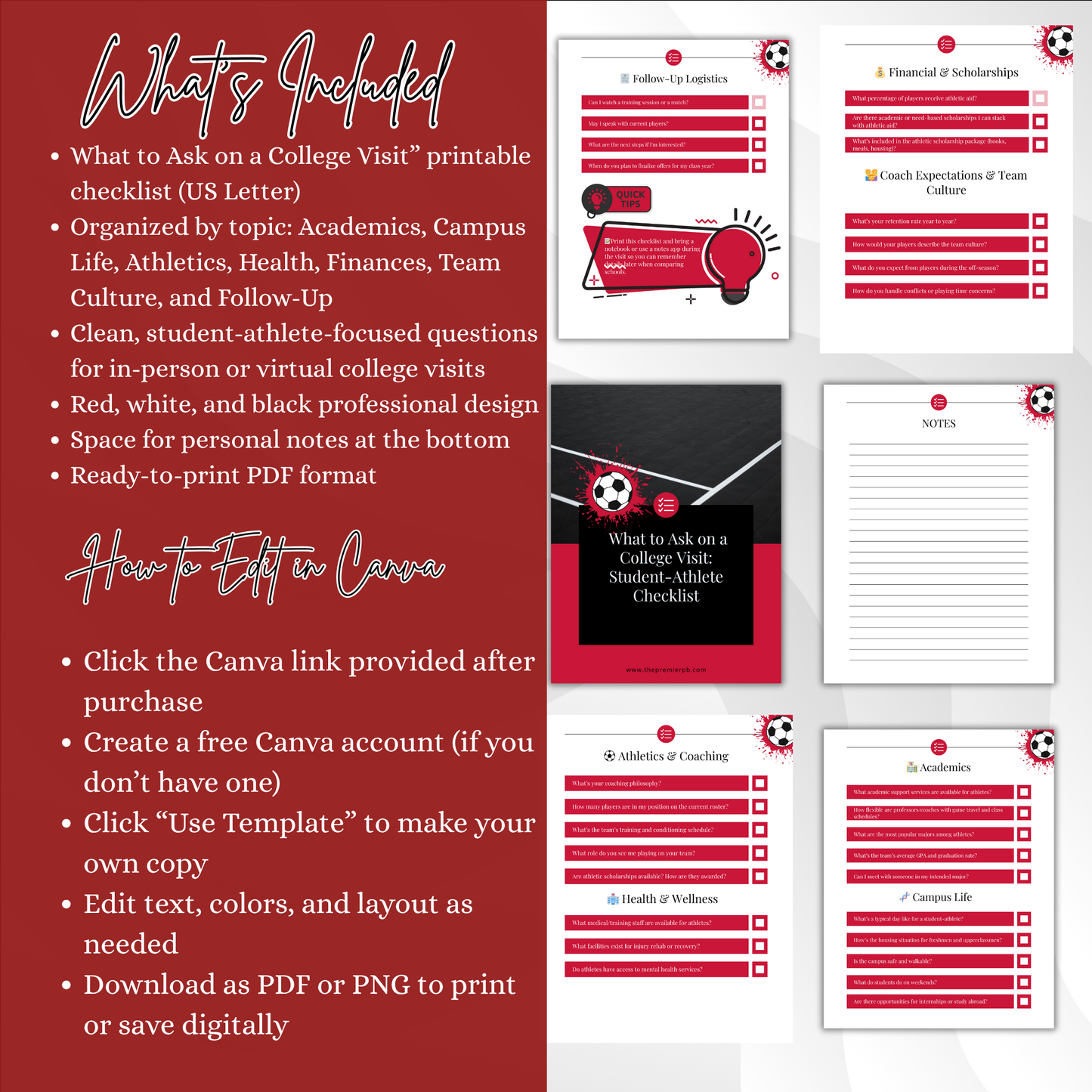 College Visit Questions Checklist for Student-Athletes – Printable Recruiting Checkbook PDF