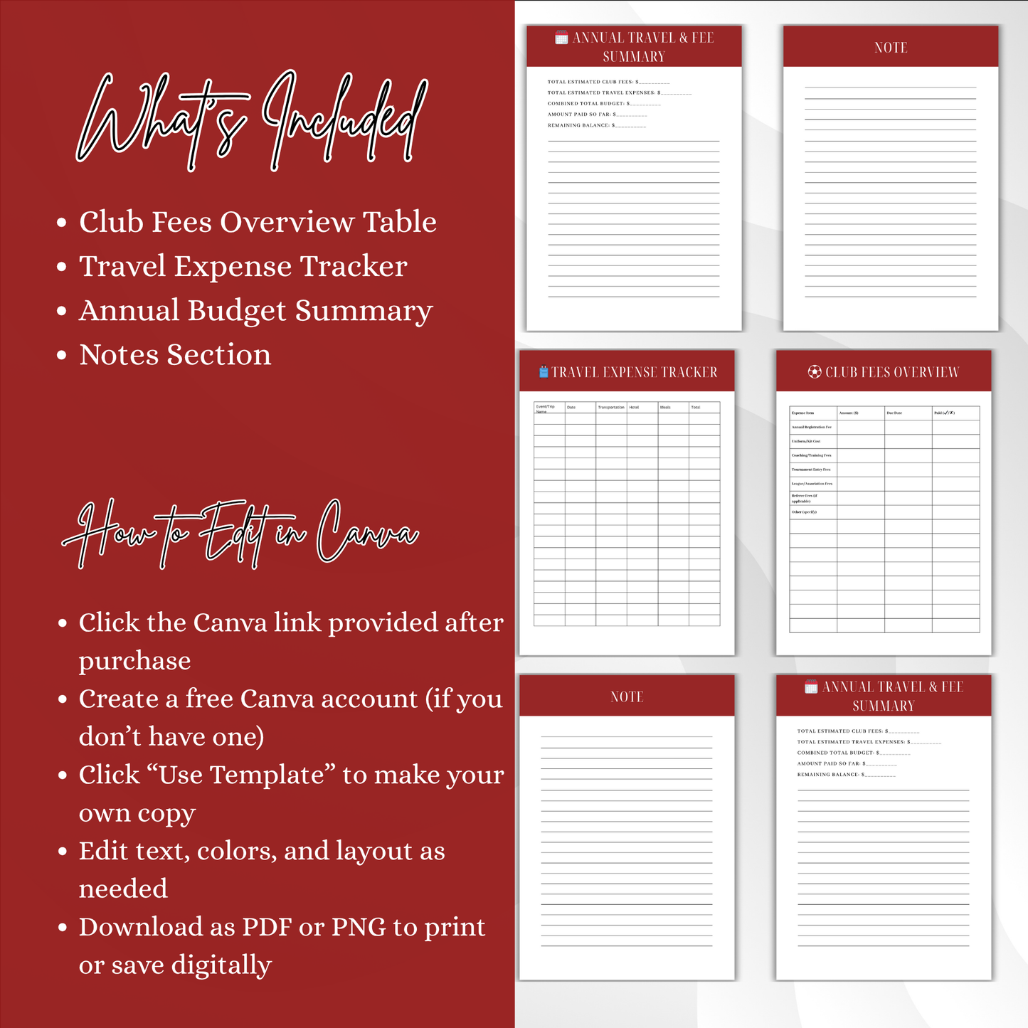 Club Fee & Travel Budget Planner for Sports Parents – Editable Google Sheets + Printable PDF